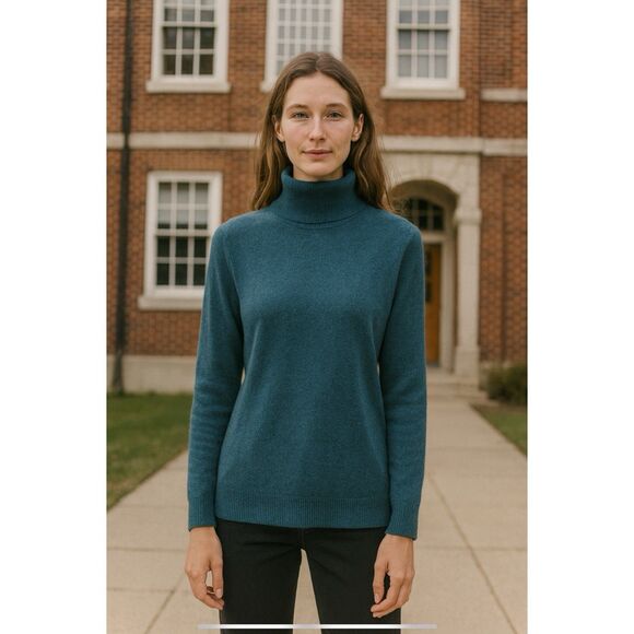 C BY BLOOMINGDALES 100% CASHMERE TURTLENECK SWEATER MINIMALIST OFFICE COZY S - Picture 1 of 10